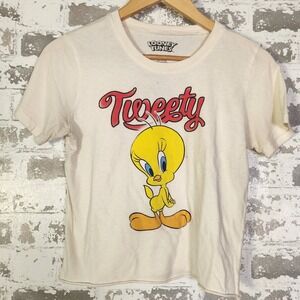 Vintage Looney Tunes Tweety Bird Graphic Tee Cream Women's Medium Short Sleeve